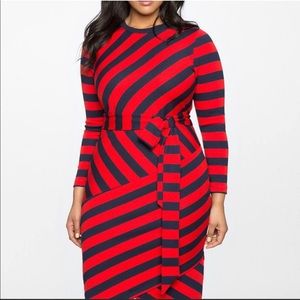 NWT Eloquii Red & Blue Blocked Striped Dress